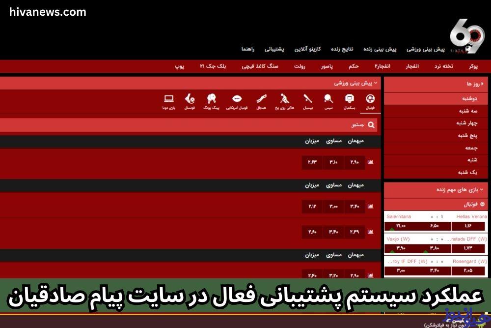 عملکرد سیستم پشتیبانی فعال در سایت پیام صادقیان