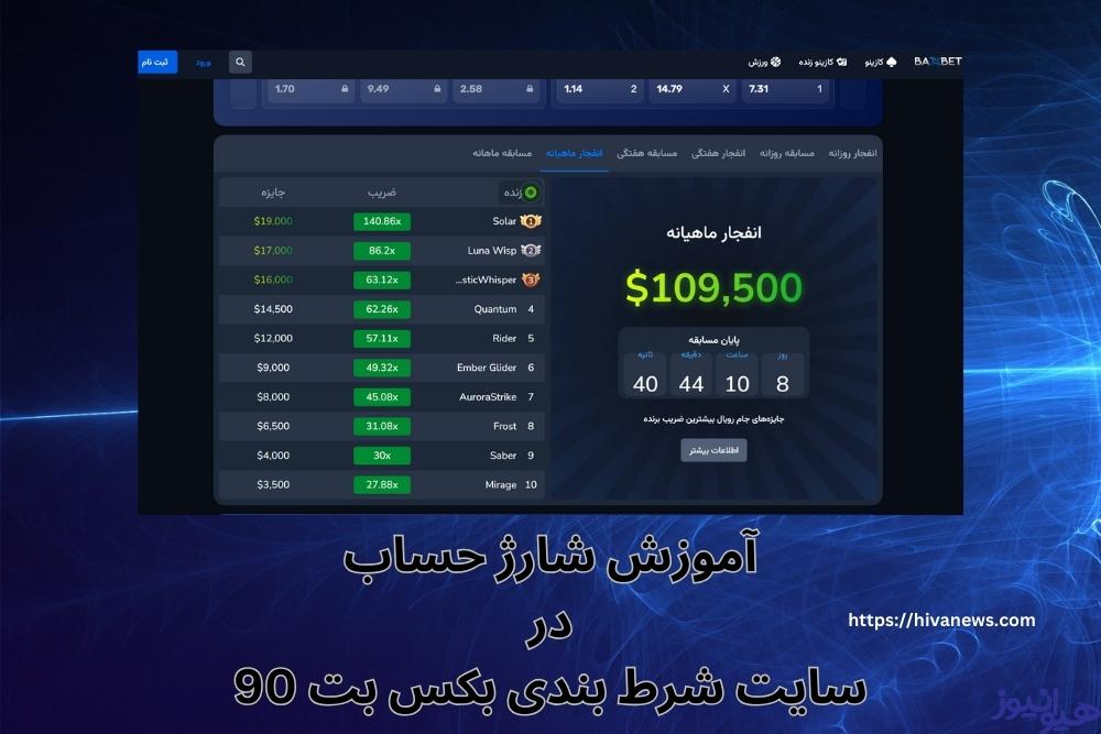 آموزش شارژ حساب در سایت شرط بندی بکس بت 90